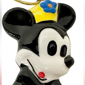 Disney RARE Schmid Minnie Mouse Christmas Ornament  Ceramic Porcelain Figurine
